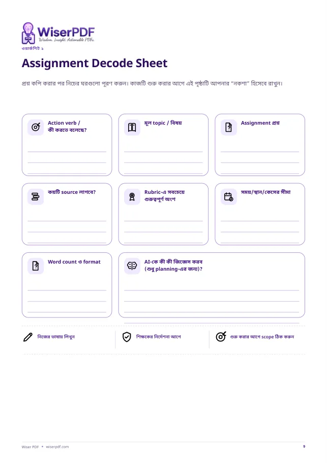 Assignment Decode Sheet preview