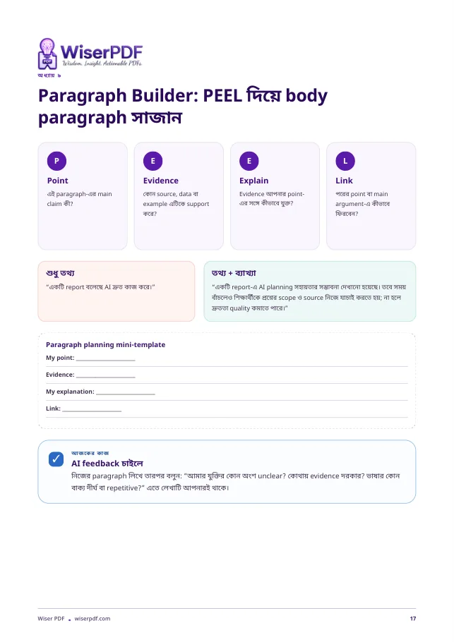 PEEL paragraph builder preview