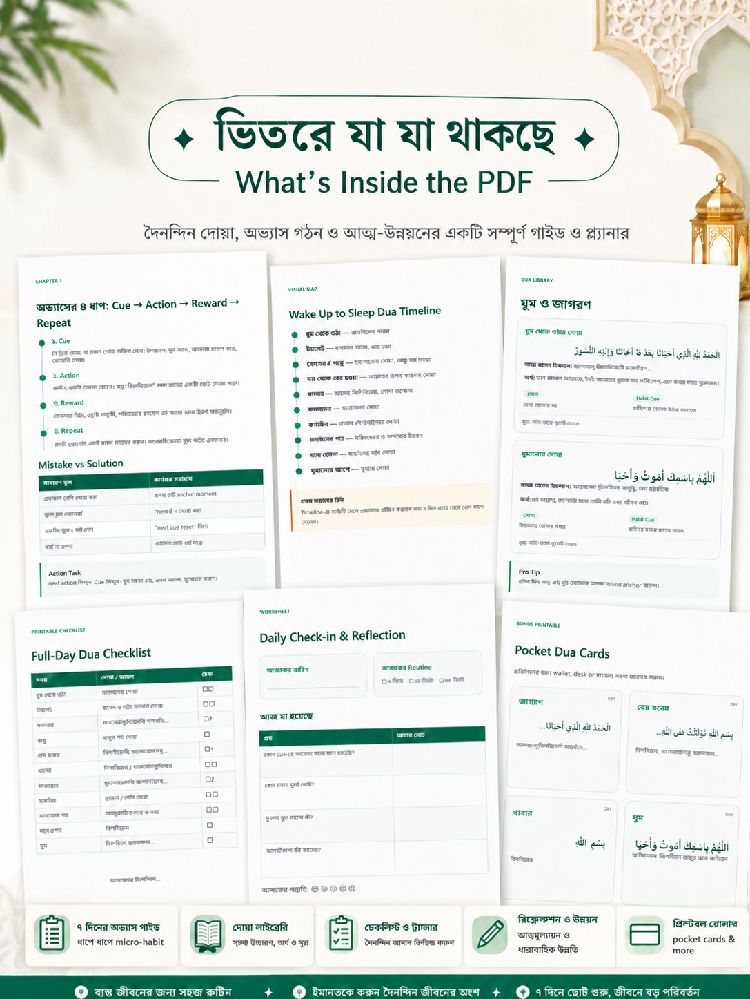 Inside preview pages of Wake Up to Sleep Dua Routine by Wiser PDF
